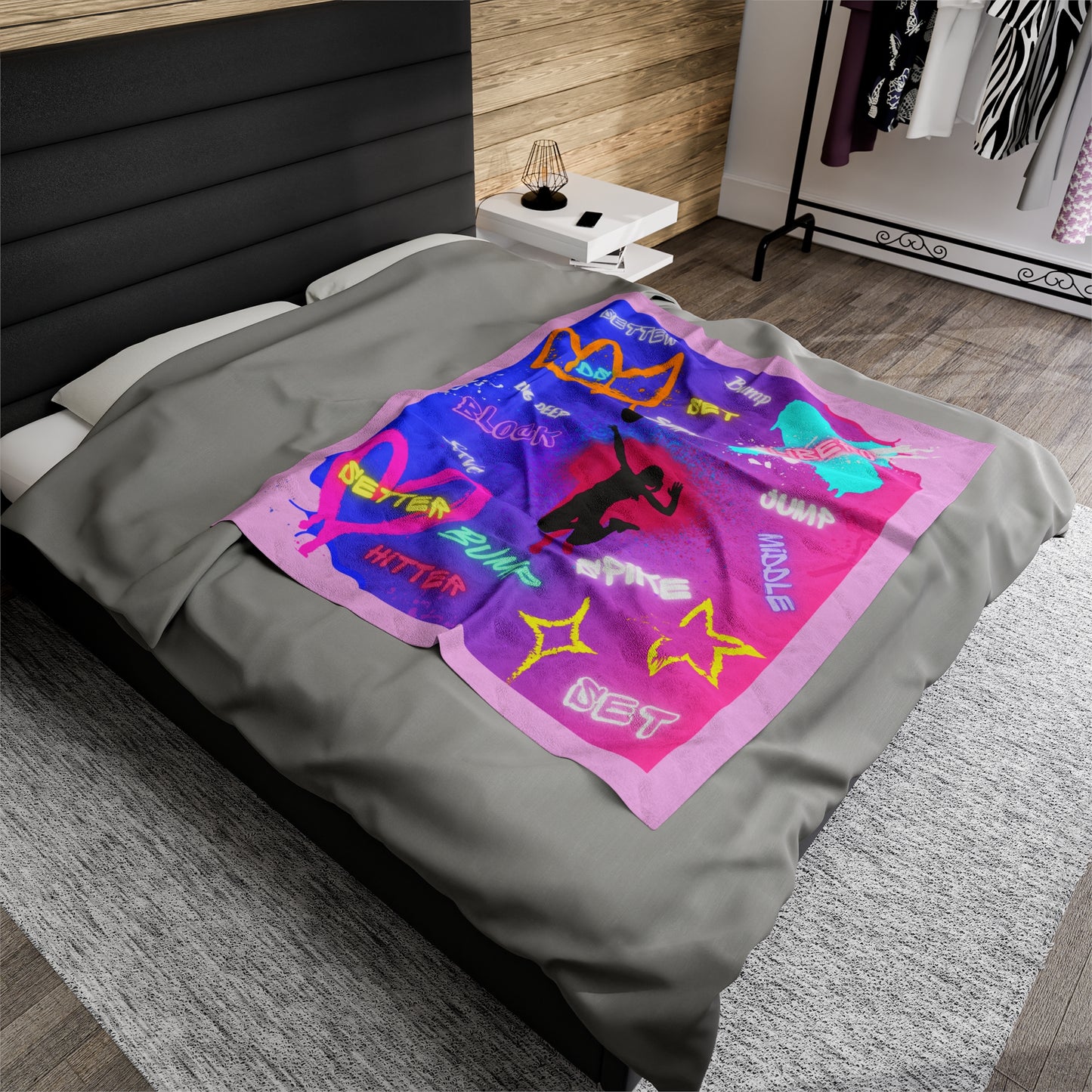 Graffiti Volleyball Velveteen Plush Blanket