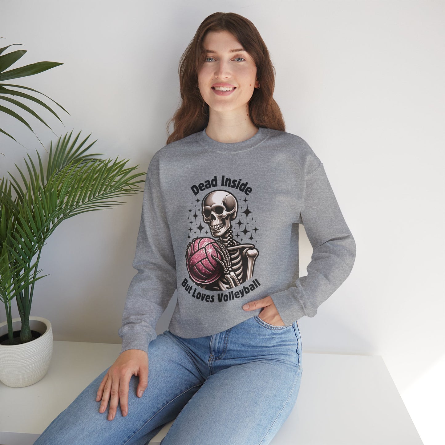 Dead Inside But Loves Volleyball Unisex Heavy Blend™ Crewneck Sweatshirt