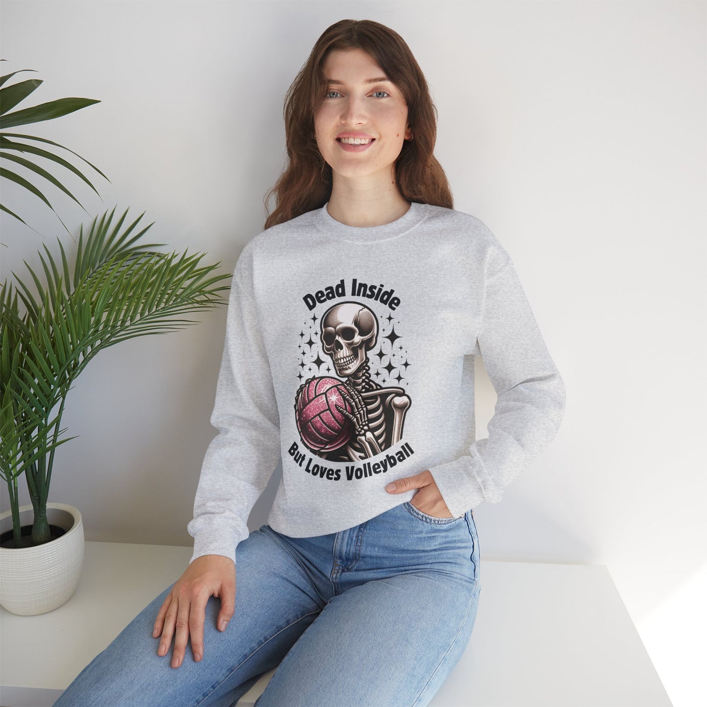 Dead Inside But Loves Volleyball Unisex Heavy Blend™ Crewneck Sweatshirt