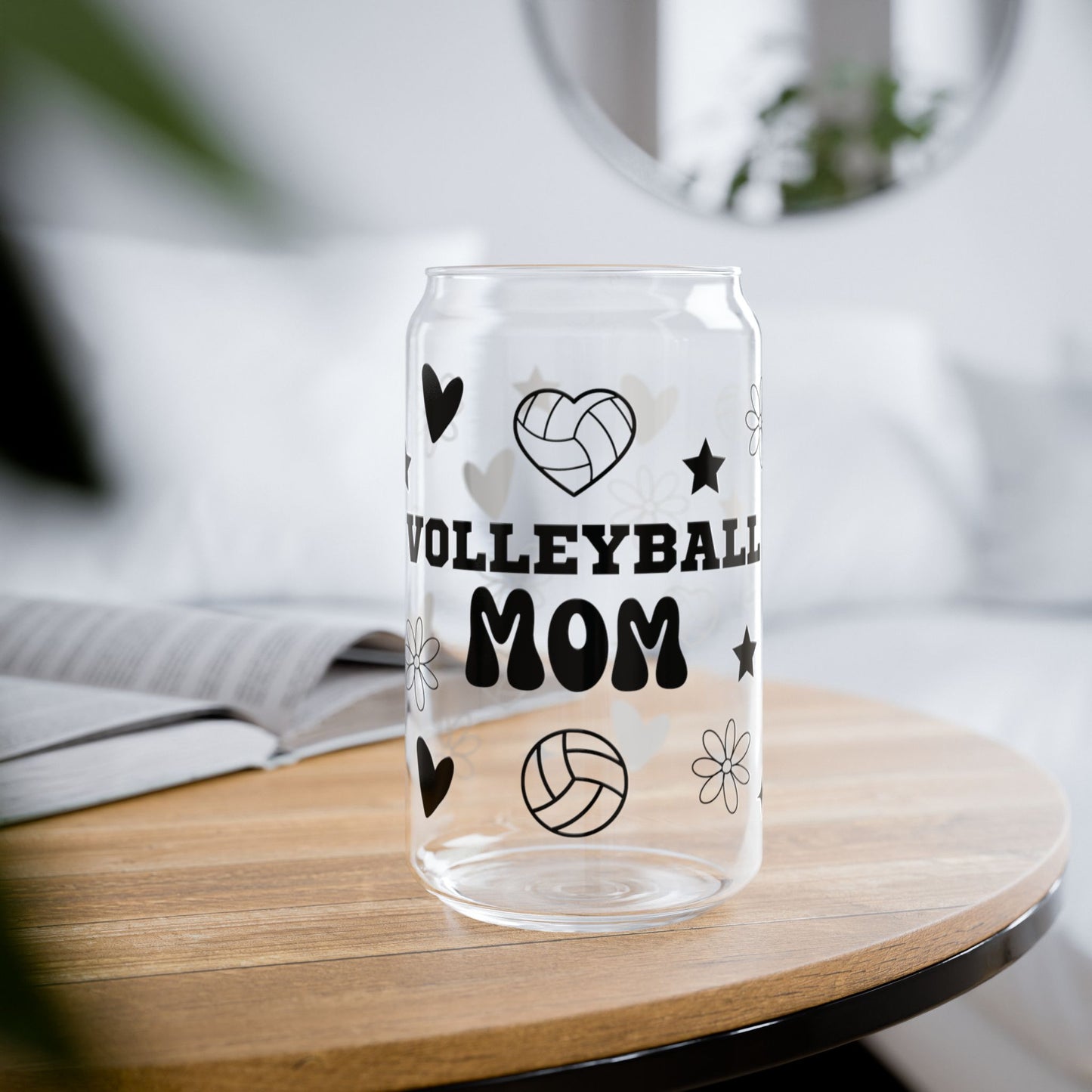 Volleyball Mom Sipper Glass, 16oz