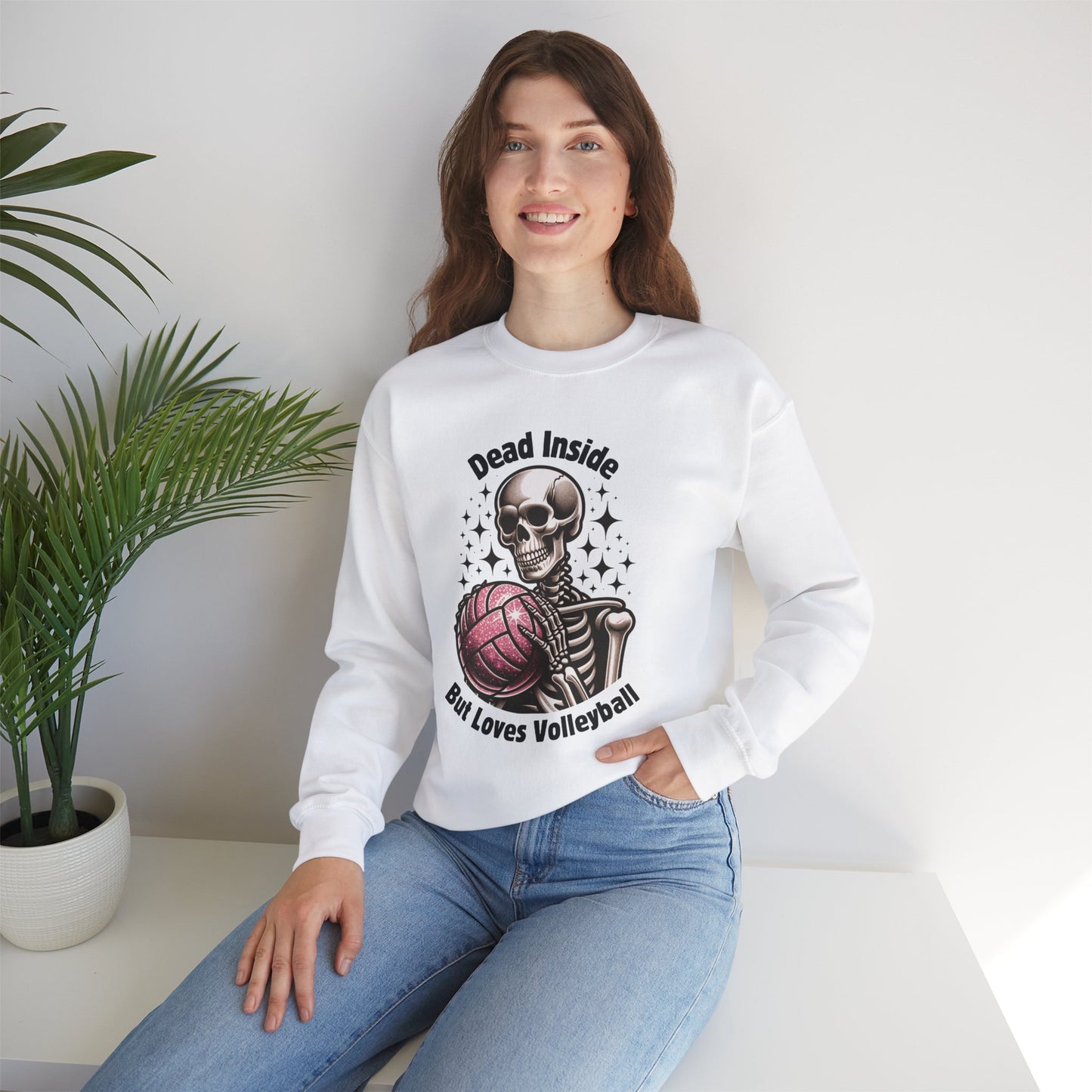 Dead Inside But Loves Volleyball Unisex Heavy Blend™ Crewneck Sweatshirt