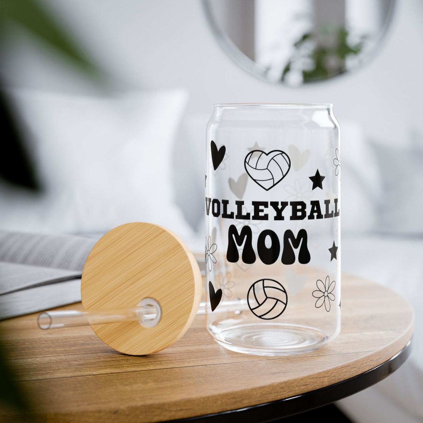 Volleyball Mom Sipper Glass, 16oz