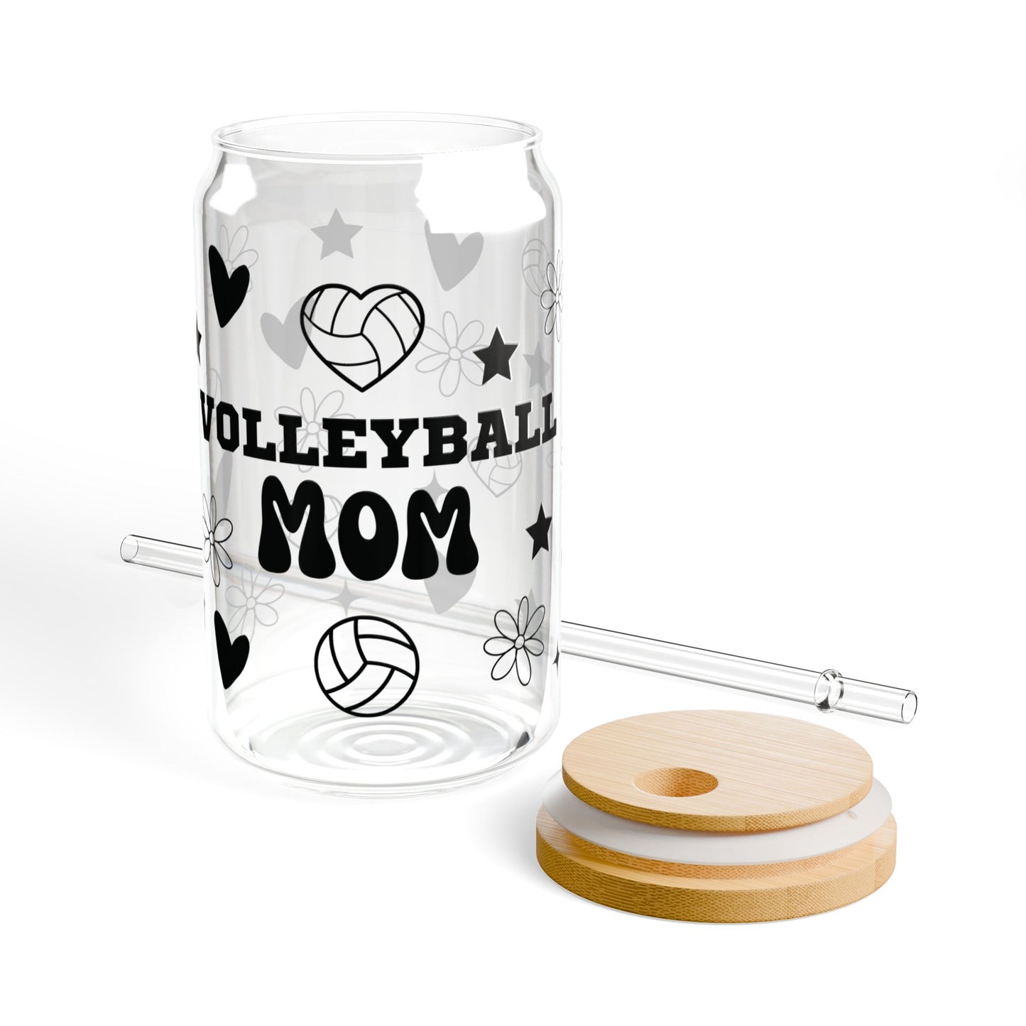 Volleyball Mom Sipper Glass, 16oz