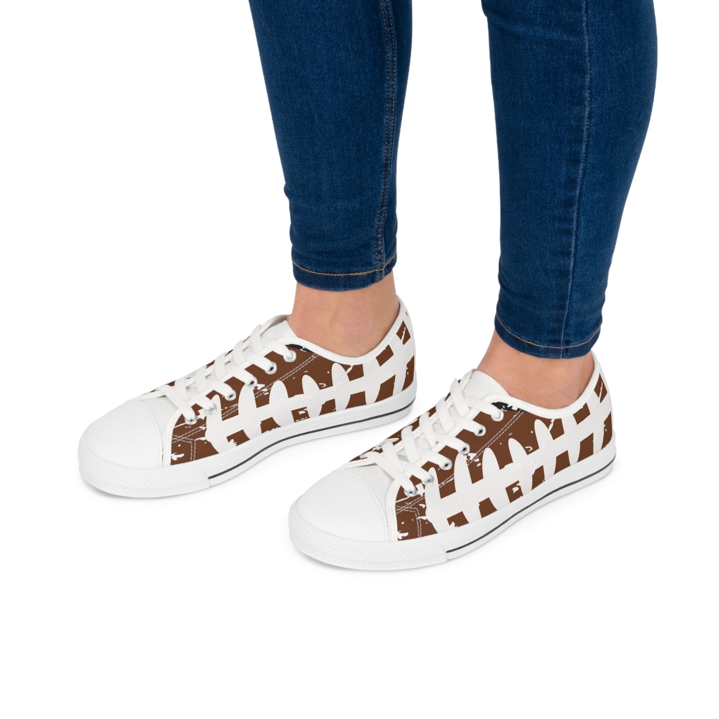 Women's Low Top Football Print Sneakers